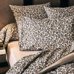 Parure de lit 2 pièces percale de coton léopard housse + taie