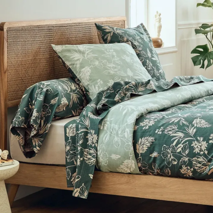 Parure de lit 2 pièces percale de coton végétal housse de couette + taie