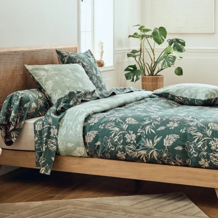 Parure de lit 2 pièces percale de coton végétal housse de couette + taie