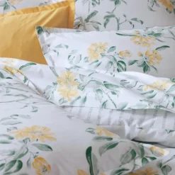 Parure de lit 2 pièces percale de coton floral housse + taie