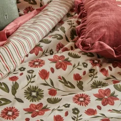 Parure de lit 3 pièces réversible en coton 57 fils à motif floral