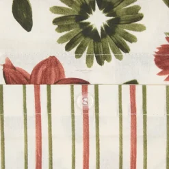 Parure de lit 3 pièces réversible en coton 57 fils à motif floral