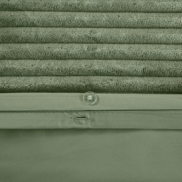 Parure de lit 3 pièces velours bande côtelé housse + taies