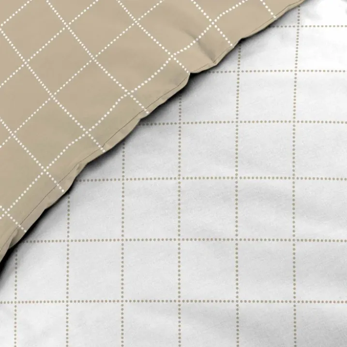 Parure de lit réversible en coton motif carreaux