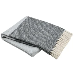 Plaid avec franges effet laine grattée bicolore