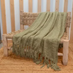 Plaid bouclette doux avec franges