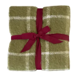 Plaid à carreaux aspect mohair avec franges
