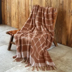 Plaid à carreaux aspect mohair avec franges