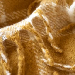 Plaid à carreaux aspect mohair avec franges