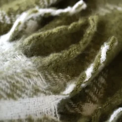 Plaid à carreaux aspect mohair avec franges