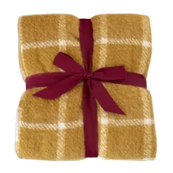 Plaid à carreaux aspect mohair avec franges
