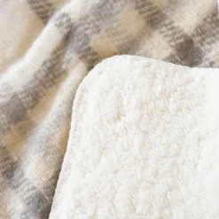 Plaid à carreaux effet mohair avec dos sherpa