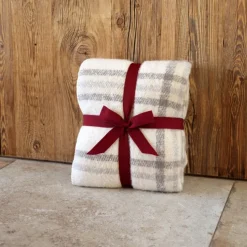 Plaid à carreaux effet mohair avec dos sherpa