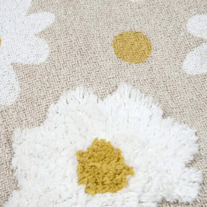 Plaid décoratif imprimé marguerites en polycoton