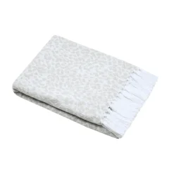 Plaid en coton à motif léopard tissé et franges