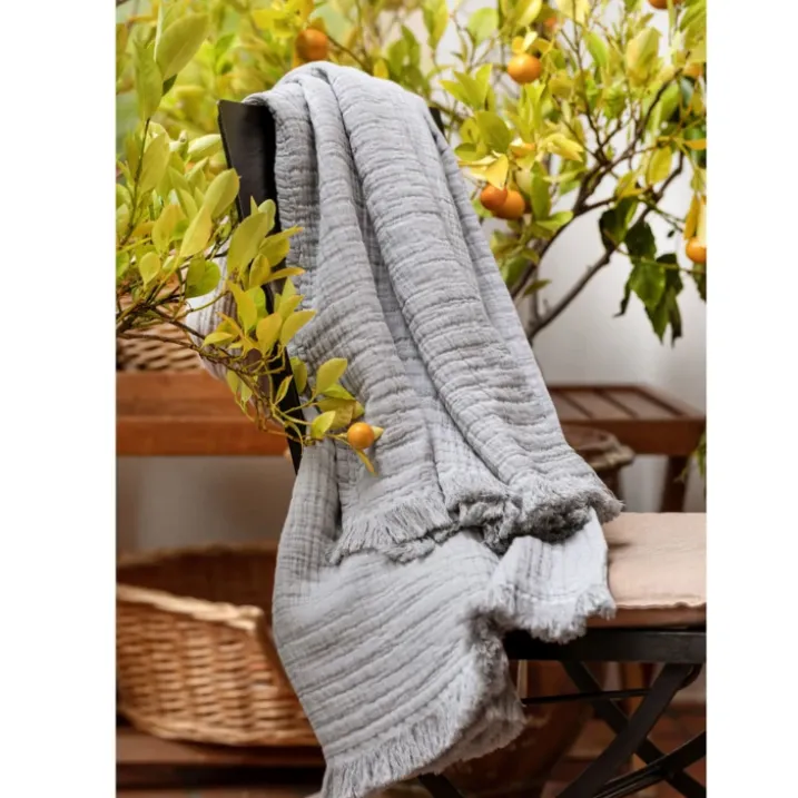 Plaid gaze de coton matelassé