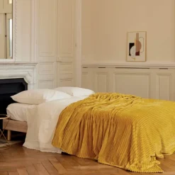Plaid polaire à effet côtelé en 3D
