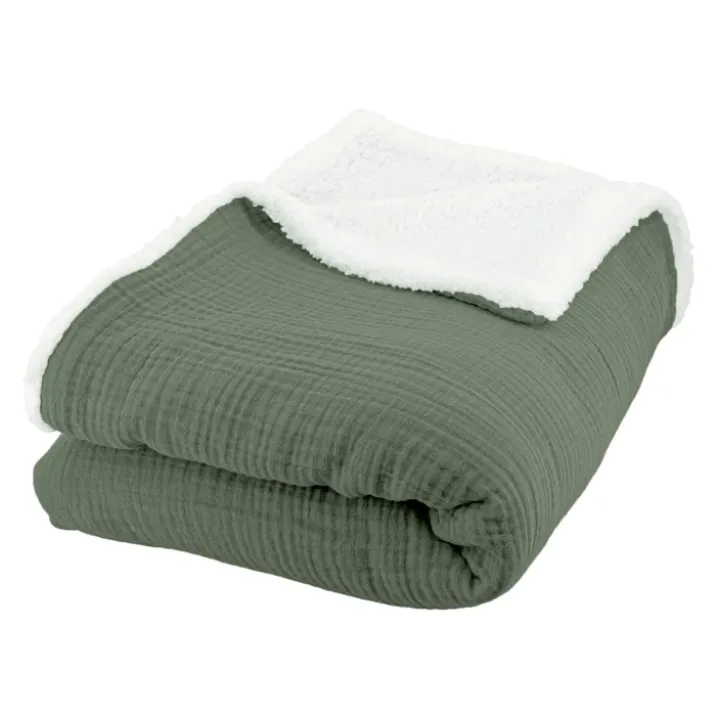 Plaid sherpa et gaze de coton
