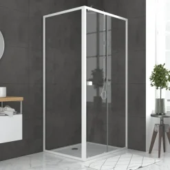 Porte de douche coulissante en verre trempé avec paroi de retour
