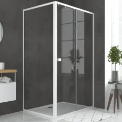 Porte de douche coulissante en verre trempé avec paroi de retour