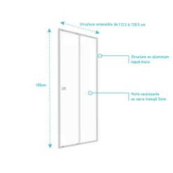 Porte de douche coulissante extensible minimaliste