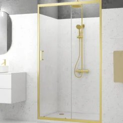 Porte de douche coulissante en or brossé