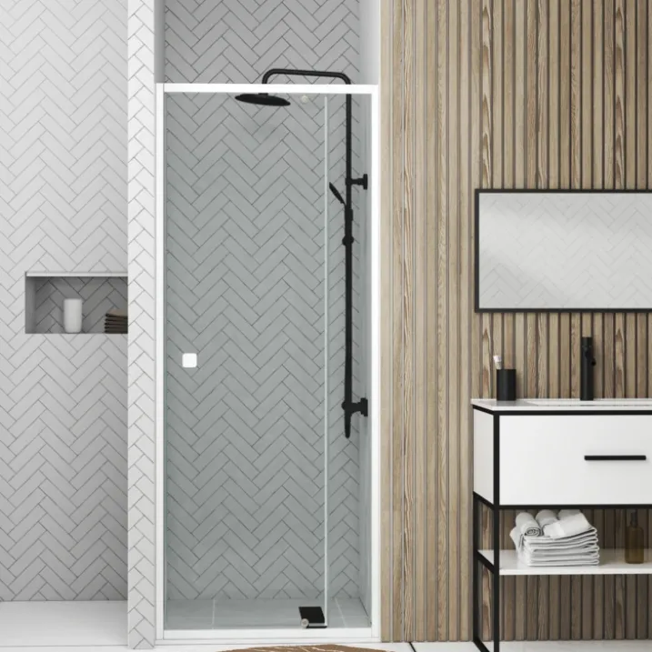 Porte de douche pivotante en verre trempé