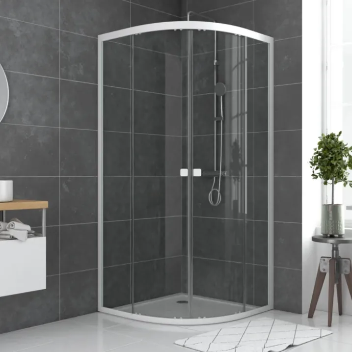 Porte de douche quart de cercle en verre trempé