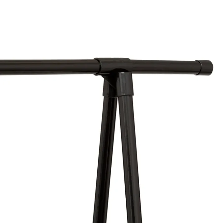 Porte manteau sur pied avec barre penderie et étagères de rangement