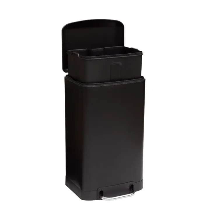 Poubelle en métal bac amovible 30 L