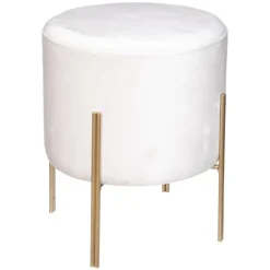 Pouf rond en métal et velours