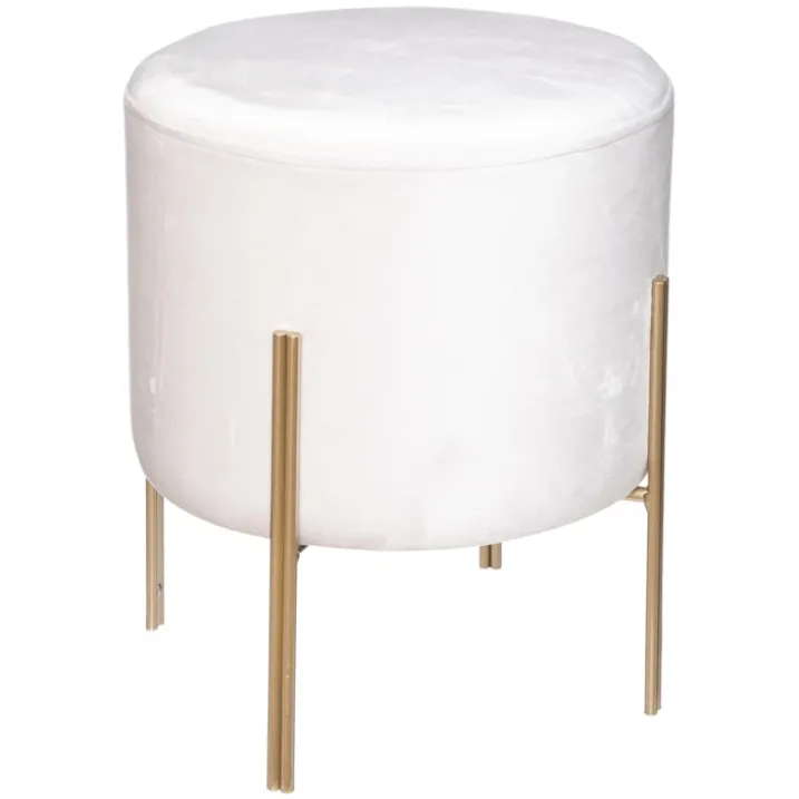 Pouf rond en métal et velours
