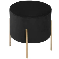 Pouf rond en métal et velours