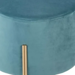 Pouf rond en métal et velours