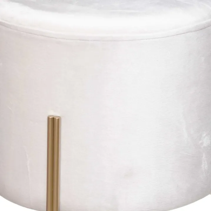 Pouf rond en métal et velours