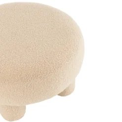 Pouf rond en tissu bouclé