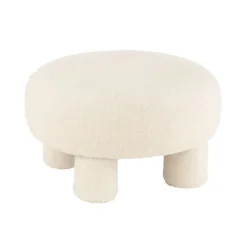 Pouf rond en tissu bouclé