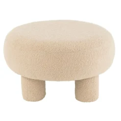 Pouf rond en tissu bouclé