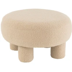 Pouf rond en tissu bouclé