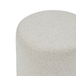 Pouf rond en tissu bouclette avec base bois