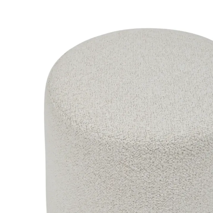 Pouf rond en tissu bouclette avec base bois