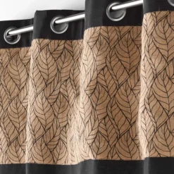 Rideau bi-matière avec toile de jute imprimée