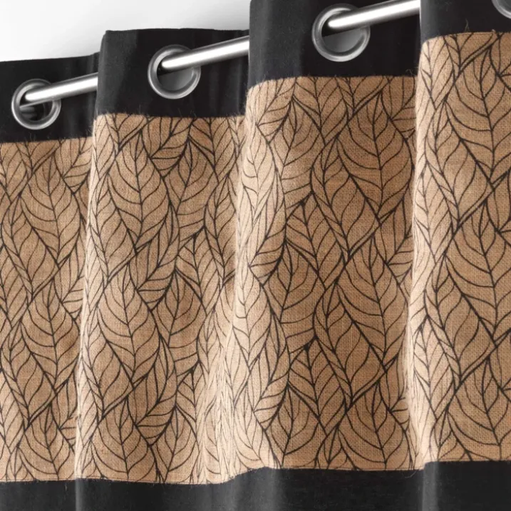 Rideau bi-matière avec toile de jute imprimée