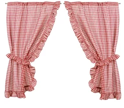 Rideau bonne femme à carreaux vichy rouge et blanc