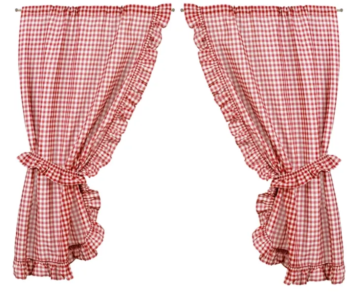 Rideau bonne femme à carreaux vichy rouge et blanc
