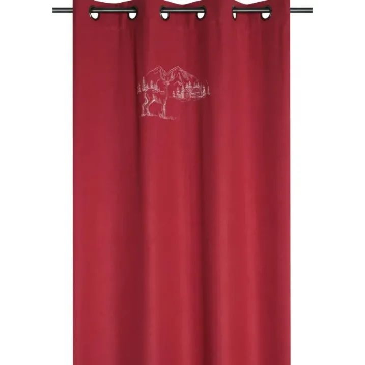 Rideau cerf esprit chalet effet laine brodé