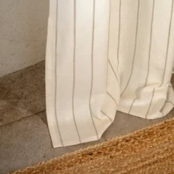 Rideau 100% coton à rayures beige LOURMARIN