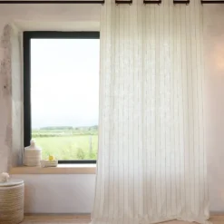 Rideau 100% coton à rayures beige LOURMARIN