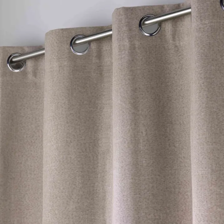 Rideau court occultant à œillets en chambray uni