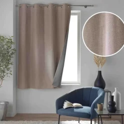 Rideau court occultant à œillets en chambray uni
